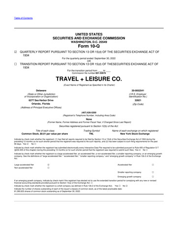 Thumbnail Travel + Leisure 10-Q Quarterly Report FY2022 