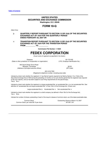 Thumbnail FedEx 10-Q Quarterly Report FY 