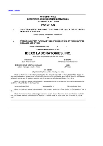 Thumbnail IDEXX Laboratories 10-Q Quarterly Report FY 