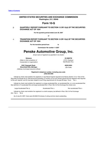 Thumbnail Penske Automotive Group 10-Q Quarterly Report FY 