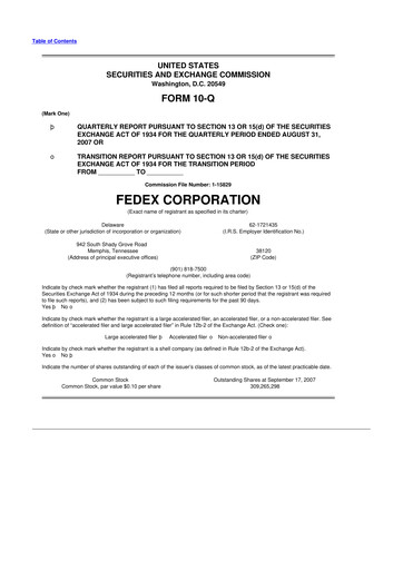 Thumbnail FedEx 10-Q Quarterly Report FY 