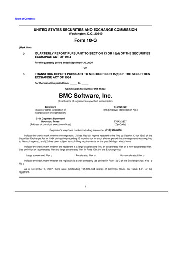 Thumbnail BMC Software 10-Q Quarterly Report FY 