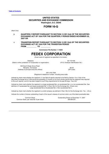 Thumbnail FedEx 10-Q Quarterly Report FY 