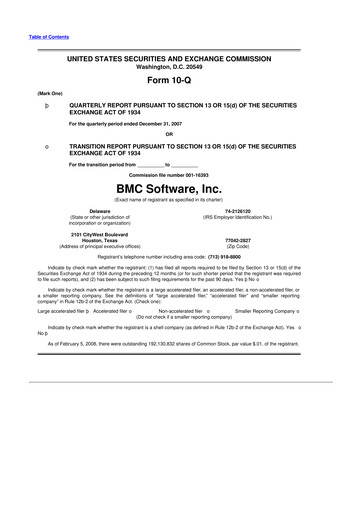 Thumbnail BMC Software 10-Q Quarterly Report FY 