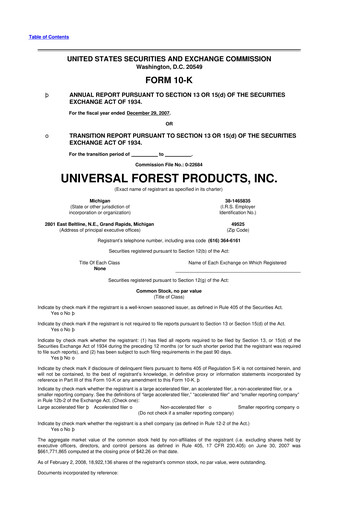 Vorschaubild UFP Industries
 10-K Jahresbericht 