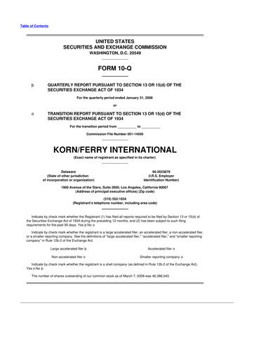 Thumbnail Korn Ferry
 10-Q Quarterly Report FY 