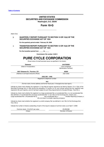 Vorschaubild Pure Cycle (water) 10-Q Quartalsbericht  
