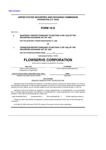 Thumbnail Flowserve
 10-Q Quarterly Report FY 
