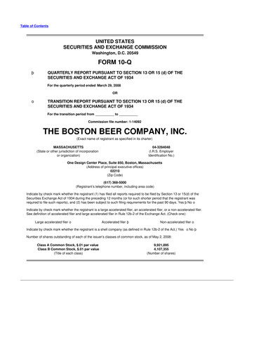 Thumbnail Boston Beer Company 10-Q Quarterly Report FY 