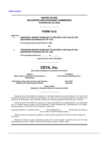 Thumbnail CEVA
 10-Q Quarterly Report FY 