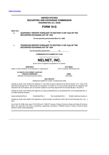 Thumbnail Nelnet 10-Q Quarterly Report FY 