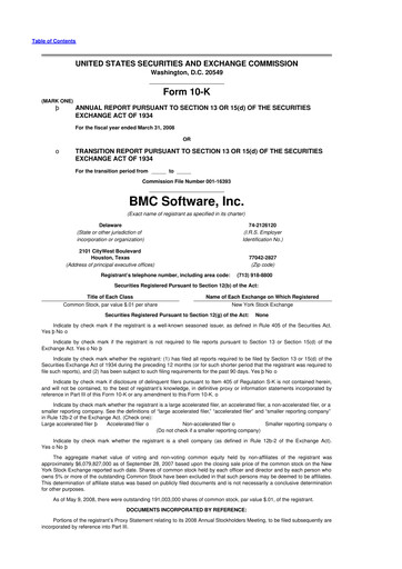 Miniature BMC Software 10-K Rapport annuel 