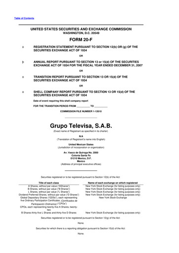 Thumbnail Televisa 20-F Annual Report 