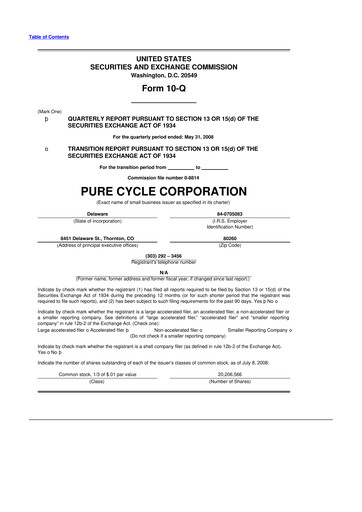 Vorschaubild Pure Cycle (water) 10-Q Quartalsbericht  
