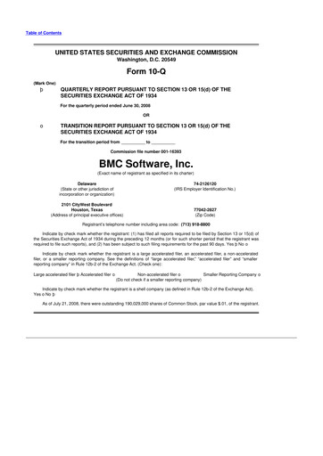 Thumbnail BMC Software 10-Q Quarterly Report FY 