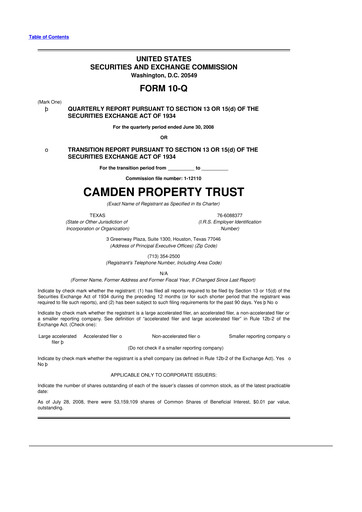 Vorschaubild Camden Property Trust
 10-Q Quartalsbericht  