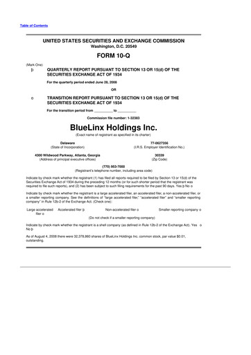 Thumbnail Bluelinx 10-Q Quarterly Report FY 