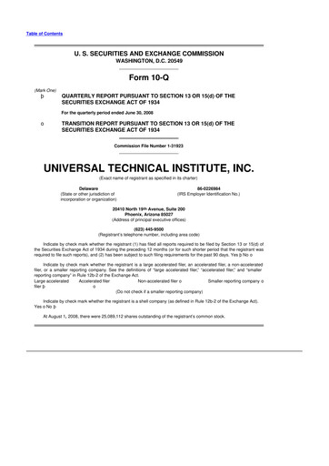 Thumbnail Universal Technical Institute 10-Q Quarterly Report FY 