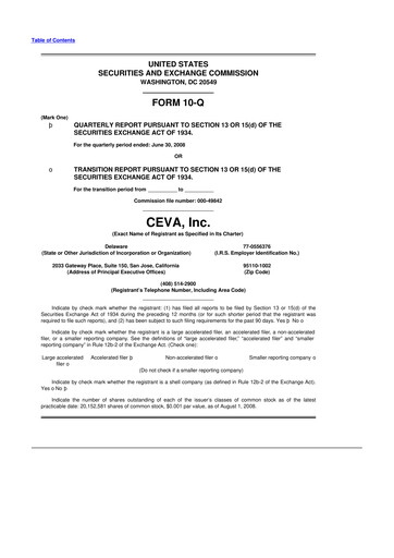 Thumbnail CEVA
 10-Q Quarterly Report FY 