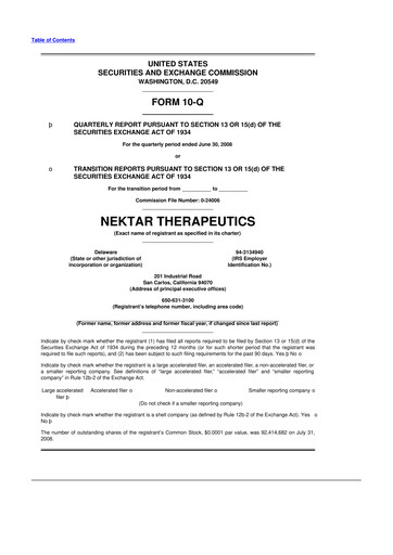 Thumbnail Nektar Therapeutics
 10-Q Quarterly Report FY 