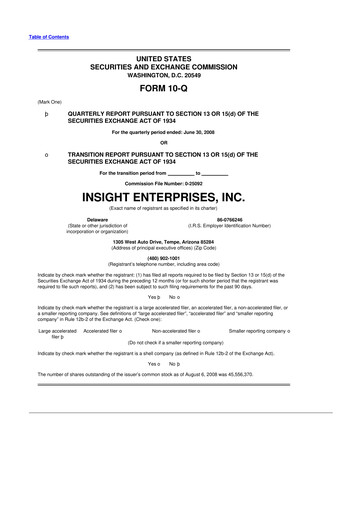 Thumbnail Insight Enterprises
 10-Q Quarterly Report FY 