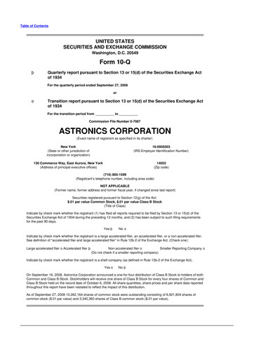 Thumbnail Astronics Corporation
 10-Q Quarterly Report FY 
