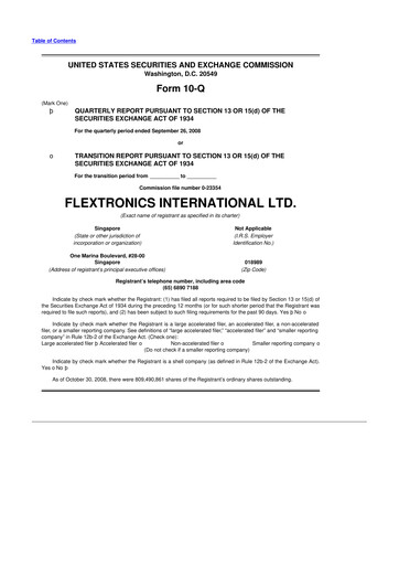 Miniature Flex 10-Q Rapport trimestriel  