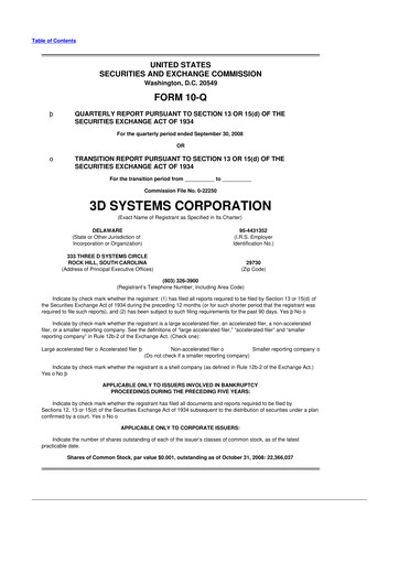 Thumbnail 3D Systems 10-Q Quarterly Report FY 