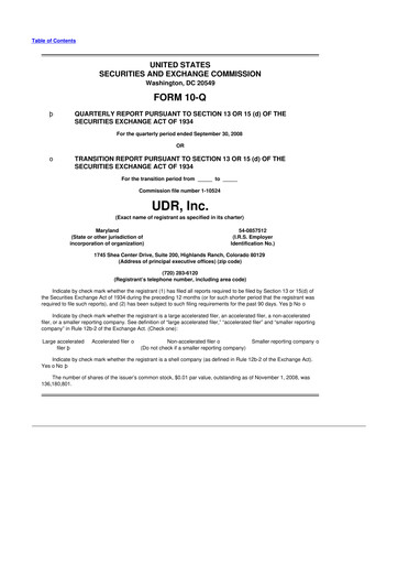 Thumbnail UDR Apartments 10-Q Quarterly Report FY 