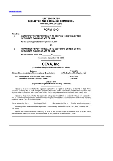 Thumbnail CEVA
 10-Q Quarterly Report FY 