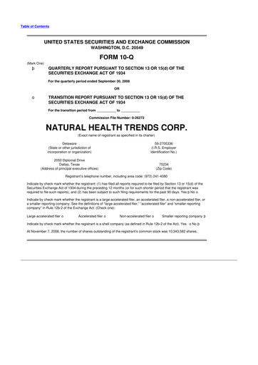 Thumbnail Natural Health Trends 10-Q Quarterly Report FY 