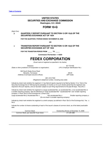 Thumbnail FedEx 10-Q Quarterly Report FY 