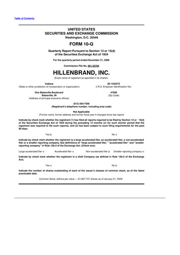 Thumbnail Hillenbrand 10-Q Quarterly Report FY 