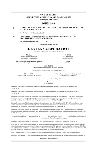 Thumbnail Gentex 10-K Annual Report 