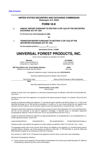 Vorschaubild UFP Industries
 10-K Jahresbericht 