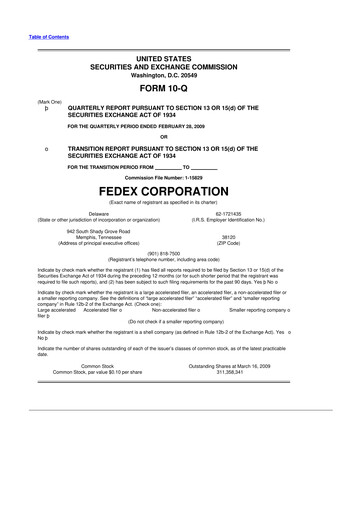 Thumbnail FedEx 10-Q Quarterly Report FY 