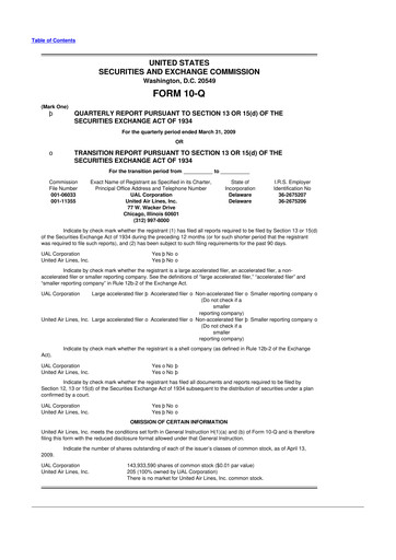 Thumbnail United Airlines Holdings
 10-Q Quarterly Report FY 