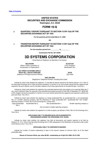 Thumbnail 3D Systems 10-Q Quarterly Report FY 