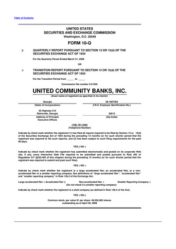 Miniature United Community Bank 10-Q Rapport trimestriel  
