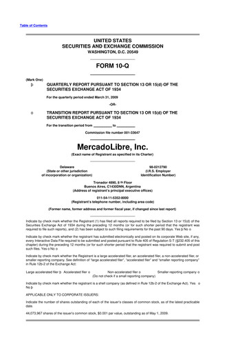 Vorschaubild MercadoLibre 10-Q Quartalsbericht  