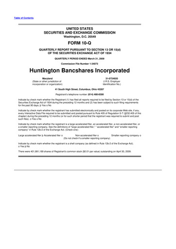 Thumbnail Huntington Bancshares
 10-Q Quarterly Report FY 