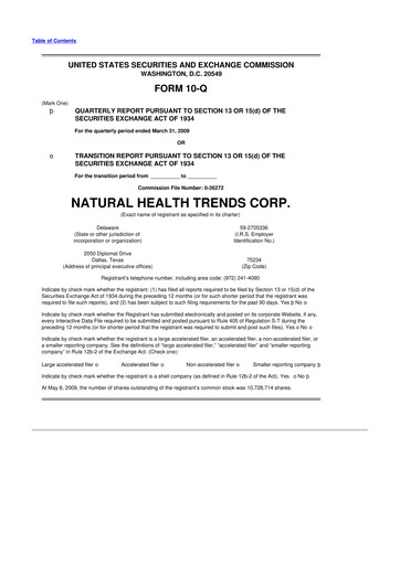 Thumbnail Natural Health Trends 10-Q Quarterly Report FY 