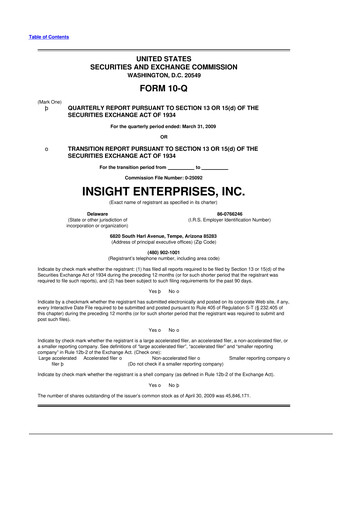 Thumbnail Insight Enterprises
 10-Q Quarterly Report FY 