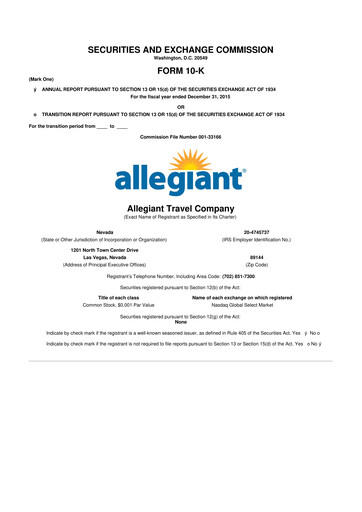 Thumbnail Allegiant Travel Company 10-K Annual Report 2015