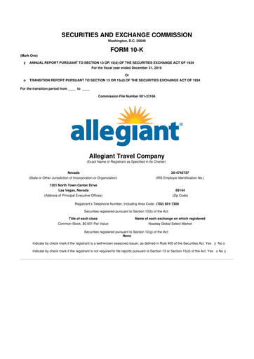 Thumbnail Allegiant Travel Company 10-K Annual Report 2016