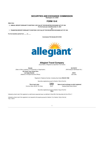 Thumbnail Allegiant Travel Company 10-K Annual Report 2021