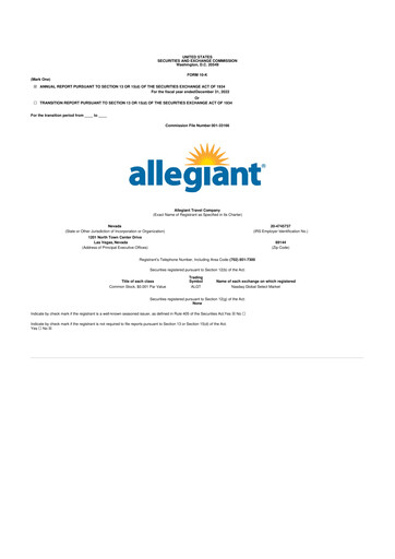 Thumbnail Allegiant Travel Company 10-K Annual Report 2021