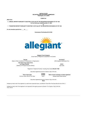 Thumbnail Allegiant Travel Company 10-K Annual Report 2024