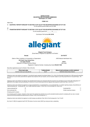 Thumbnail Allegiant Travel Company 10-Q Quarterly Report FY2026 