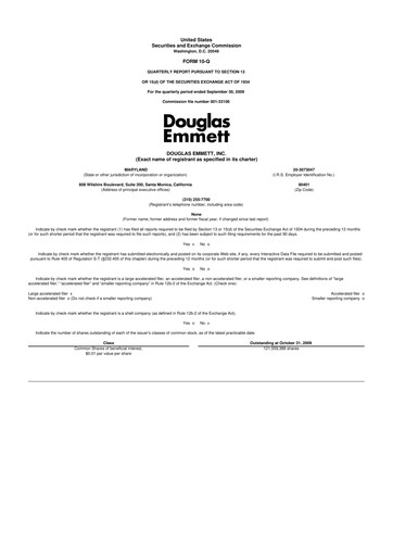 Thumbnail Douglas Emmett 10-Q Quarterly Report FY 
